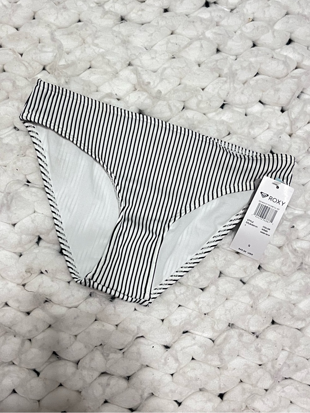 Roxy Black and White Striped Bikini Briefs
